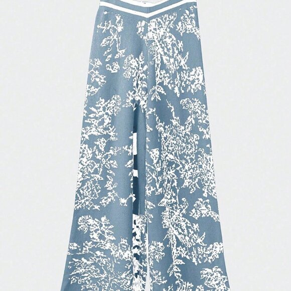 Baby Blue Casual Women's Printed 2-Piece Sweater Set - Picture 3 of 6